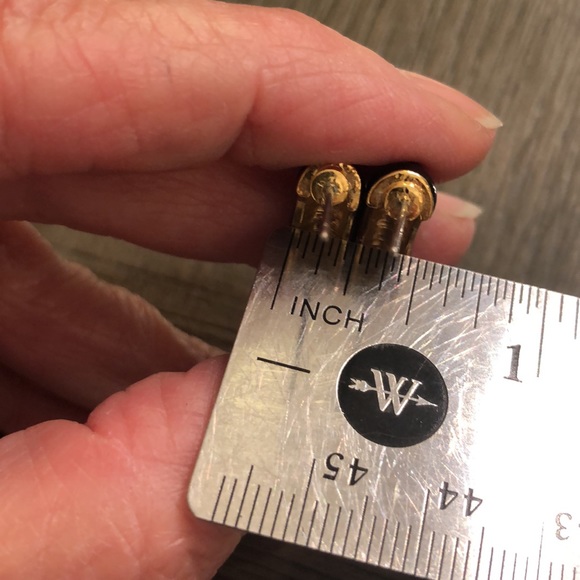 Vintage Black Enamel & Rhinestone Half Hoops - Picture 11 of 13